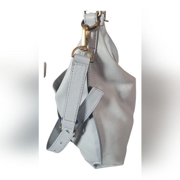 Fossil Vintage 1990s Light Blue Pebbled Leather Crossbody Shoulder Bag - Picture 3 of 13